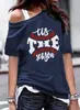 Comercio electrónico transfronterizo Amazon Nueva Camiseta de Hombro Estampada de Béisbol 'Tis the Season' para Mujer