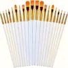 Popular Transfronterizo Juego de Pinceles para Pintura al Óleo de Varilla Plástica Perlada de 20 Piezas Pincel de Cabello de Nylon Pluma de Pintura para Niños Pincel para Óleo y Gouache
