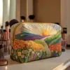 Bolsa de maquillaje acolchada floral de girasol transfronteriza, bolsa multifuncional, impresión digital, directo del fabricante