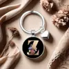 Chaveiro de Flor Rosa Mais Vendido no Exterior Letra A-Z Moda Retrô Pedra do Tempo Chaveiro de Carro Personalizado Atacado
