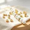 Chapado en oro de 18K14K, fuerte retención del color, incrustado con circonita de colores, cuentas de rueda martilladas, cuentas espaciadoras, cuentas sueltas, accesorios DIY para pulseras, collares y brazaletes