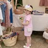 Conjunto de Petos para Niñas 2026 Verano Elegante Camiseta de Manga Corta Dibujos Animados Conjunto de Dos Piezas de Verano para Niñas Transfronterizo
