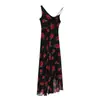 Estilo Europeo y Americano Transfronterizo Aliexpress Exportación Ropa de Mujer Z Gasa Larga Estampado Floral Cuello Oscilante Vacaciones Viaje Falda Larga