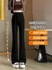 Pantalones acampanados negros para mujer, nuevos de primavera y otoño 2024, corte ajustado, cintura alta, adelgazantes, fluidos, casual, traje, pantalones de campana