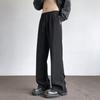 Pantalones Casuales de Alta Calidad con Cremallera Dividida para Hombre, Simples, Sin Planchar, Verano, Estilo Holgado, Pierna Recta Ancha, Micro Pantalones