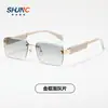 Nuevas Gafas de Sol Cuadradas para Mujer, Gafas de Sol Sin Montura Modernas y de Alta Gama, Gafas de Sol Ligeras de Lujo Anti-UV