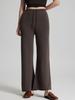 Calça Wide Leg de Lã 100% Macia com Caimento Anti-rugas Calça Reta com Cadarço Afinando o Corpo Calça Casual de Cintura Alta para Mulheres