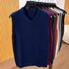 Suéter colete transfronteiriço colete masculino gola V solto cor sólida colete camiseta estilo coreano malha tamanho plus top masculino