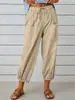 Directo de fábrica, en stock, pantalones cropped de color liso para mujer, con cordón y cintura elástica, estilo harén, disponibles en varios colores, pantalones casuales tipo linterna, envío directo disponible