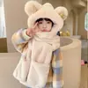 Gorro de Peluche, Bufanda, Guantes, Gorro con Forro de Felpa, Conjunto de Tres Piezas Engrosado, Orejas de Mickey, Calentador de Cuello, Todo en Uno, Lindo