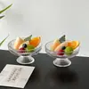 Cuenco de Fruta de Cristal con Pie Alto Cuenco de Fruta de Alta Apariencia Plato para la Hora del Té Plato de Postre Cuenco para Sopa Dulce Cuenco para Postre Plato Creativo
