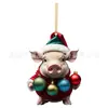 Adornos Colgantes de Cerdo de Navidad Creativos de Dibujos Animados para Coche, Decoraciones Colgantes para Árbol de Navidad, Decoraciones para el Hogar en Fiestas (Transfronterizo, Producto Nuevo)