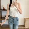 Camisola Retro Dulce de Encaje con Lazo para Mujer Ropa Exterior Estilo Coreano Ropa Interior con Almohadillas para el Busto Top Sexy para Envolver el Pecho