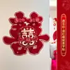 Decoraciones para habitaciones de boda al por mayor, decoraciones de puerta de dormitorio de lámina dorada 3D, caracteres "doble felicidad" aterciopelados, pegatinas de puerta, pegatinas para sala de estar