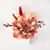 Flores Preservadas, Flores Secas, Caja de Flores Cuadrada, Flores Frescas, Caja de Regalo Cuadrada Roja y Blanca, Caja de Flores Preservadas Producto Terminado Hecho a Mano