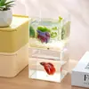 Acuario, Tanque para Peces Betta, Tanque Pequeño para Camarones, Tanque Cuadrado de Plástico Ultra Transparente para Escritorio de Oficina, Imitación de Vidrio, Tanque de Paisajismo