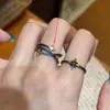 ¡Tono Azul! Anillo Abierto Estrella Dorada para Mujer, Diseño de Nicho Tendencia Coreana y Japonesa, Líneas Exquisitas, Anillo Cruzado para Dedo Índice