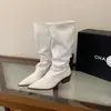 Botas de Ciclismo Plisadas Chuyuji para Mujer, Botas de Caña Alta Apilables para Otoño e Invierno, Botas Martin Adelgazantes, Botas de Moda con Tacón Grueso 2026