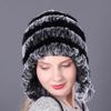 Gorro de pelo de conejo rex grueso y cálido, con protección para las orejas, de algodón y piel de conejo, informal, de lana, para otoño e invierno.