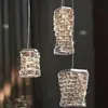 Lámpara de araña pequeña de cristal de lujo ligero para mesita de noche de dormitorio largo, pasillo de entrada, balcón, lámparas colgantes modernas y sencillas para restaurante