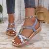 Sandalias Planas Tejidas de Verano para Mujer Transfronterizas Moda al Aire Libre para Viajes Diarios con Cuentas Talla Grande Zapatos Casuales Europeos y Americanos Zapatos de Playa
