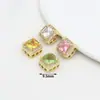 Contas Espaçadoras Quadradas Cravejadas de Diamantes Color-Preserving Banhadas a Cobre 18K Multi-Furo Fio de Pérola Acessórios para Joias DIY Pulseira Colar D176