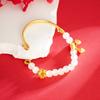 Pulsera media de Loto de Jade Dorado para mujer, joyería de temperamento, pulsera de Loto, accesorios de oro de imitación, gema sintética, suministro para combinar con todo