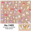 Redanco5D Repujado Ins Popular Dibujos Animados Calcomanía para Uñas Brillo de Concha Hongo Estéreo Calcomanía para Uñas He1405