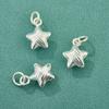 Pulsera de cuerda con cuentas hecha a mano con colgante de estrella de cinco puntas tridimensional de plata esterlina S925, accesorios de plata
