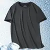 Camiseta Masculina de Malha Fina com Manga Curta para o Verão Seda Gelada Secagem Rápida Manga Meia-manga Sensação Refrescante Justa ao Corpo Camiseta Esportiva Elasticidade Fitness Manga Curta
