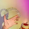 Diadema Feliz Cumpleaños para la Cumpleañera, Estilo Libro Rojo Pequeño, Tocado de Diamantes Brillantes, Accesorio Divertido para el Cabello de Fiesta