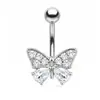 Joyas transfronterizas anillos de ombligo de acero inoxidable, piercings de ombligo de mariposa con circonita, piercings para pezones, pendientes, piercings para la lengua, piercings para cejas al por mayor