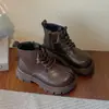 Botas Martin para Niños para Otoño e Invierno, Botines Estilo Británico para Niñas, Suela Suave, Botas de Suela Única Antideslizantes, Botas Negras de Cuero Sintético con Punta Dividida para Niñas