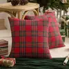 Funda de Almohada para Árbol de Navidad a Cuadros Rojos de Navidad Más Vendida Transfronteriza Funda de Cojín para Atmósfera de Sofá del Hogar Dormitorio