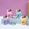 Llavero Colgante Creativo de Taza de Té con Leche y Helado de Dibujos Animados Regalo de Sorteo Infantil Bolsas de Regalo Adornos para Llavero de Coche