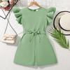 Mono para Niña Ropa Infantil Transfronteriza 2026 Nuevo Estilo de Verano para Niños Mayores con Mangas de Encaje, Color Sólido, Mono de una Pieza con Pantalón Corto y Cintura Ajustable