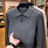 Suéter Grueso Jacquard Anti-Pilling Lavable a Máquina para Hombre 2026 Otoño/Invierno Nuevo Llegada Cuello Solapa Manga Larga Suéter Cálido Hombre