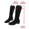 Comercio exterior transfronterizo nuevo estilo tejido fly-knit 2026 talla grande botas largas con punta tacón medio para mujer, otoño adelgazantes y transpirables