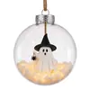 Gato Negro Luna Creciente Cielo Estrellado Halloween Adorno Colgante de Acrílico Transparente de Alta Transparencia, Lámpara Ambiental de Luz Cálida, Decoración Festiva