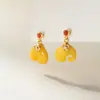 Nalan Prata de Lei S925 Exquisite Minimalista Design de Nicho Ágata Vermelha do Sul Cera de Abelha Pequeno Elefante Brincos M07498