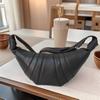 Bolso Croissant de Piel de Oveja, Bolso de Empanada de Moda, Bolso de Hombro Cruzado para el Pecho Simple y Versátil, Bolso Croissant Retro, Bolso de Piel Genuina para Mujer