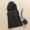 Nueva Chaqueta Ligera de Plumas Ajustada para Otoño e Invierno 2026 Chaleco de Plumas con Capucha Chaleco Largo Medio para Mujer Ropa Interior de Moda