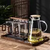 Nuevo Juego de Tazas de Té de Vidrio Estilo Chino para Uso en Casa en la Sala de Estar, Taza de Agua Resistente a Altas Temperaturas con Mango de Madera, Taza de Lujo de Gama Alta para Oficina