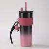 Taza de Paja con Gradiente Aurora Nocturna Transfronteriza Cuidadosamente Seleccionada, Acero Inoxidable 316 Aislada Portátil para Exteriores, Taza de Hielo de Alto Valor