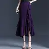 Falda Irregular de Volantes Línea A para Mujer 2026 Verano Nuevo Estilo Cintura Alta Adelgazante Moderna Elegante Falda Media de Moda