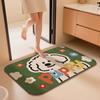 Alfombra de Piso para Baño de Dibujos Animados Transfronteriza, Alfombrilla Antideslizante para Baño del Hogar, Alfombra de Piso con Patrón Tejido de Lino Imitación, Absorbente de Agua, Secado Rápido