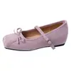 Zapatos Mary Jane cuadrados de primavera y verano para mujer, estilo dulce con correa de lazo, zapatos de ballet con plataforma interior, zapatos de vestir versátiles