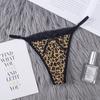 Roupa Íntima Sexy de Renda para Mulheres Estampa de Leopardo Combinação Seda Gelo Sem Costura Roupa Íntima Feminina Recortada Cintura Baixa Cuecas Sexy Algodão Entrepernas