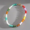 Collar de Cruz de Acrílico Multicolor con Cuentas Transfronterizo Europeo y Americano, Sencillo y Dulce, Cadena para Clavícula Fresca y Elegante, Joyería de Alta Gama Estilo Vacacional