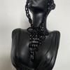 Colar Empilhado Multicamadas Preto com Miçangas Estilo Luxo Leve Escuro Colar Retrô Exagerado Feminino Corrente para Clavícula com Design de Nicho